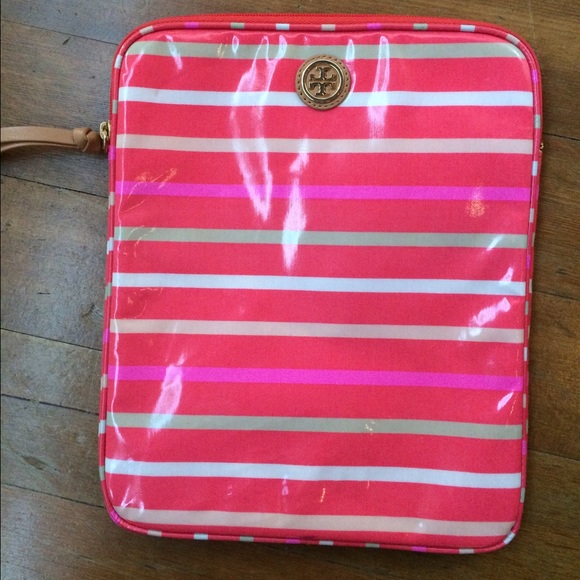 Tory Burch pink stripe iPad case - Picture 1 of 4