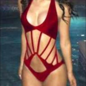 Burgundy monokini bikini
