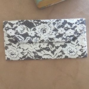 Black and white lace clutch