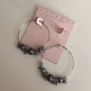 NWT Sterling Silver Beaded Statement Hoops