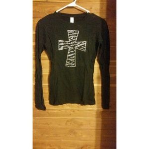 Black sparkle cross shirt