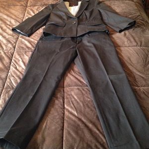 Black suit jacket and pants.