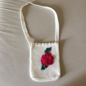 Girls white crocheted over the shoulder bag