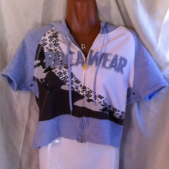 Cropped short sleeve hoodie