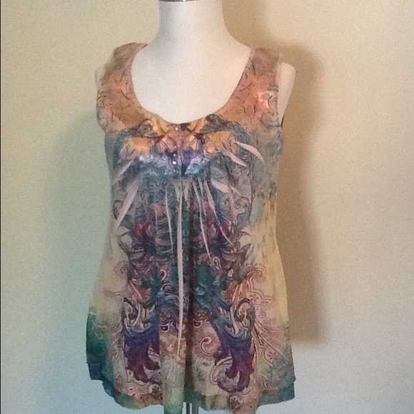 Apt. 9 blouse unique design rhinestones sz. L