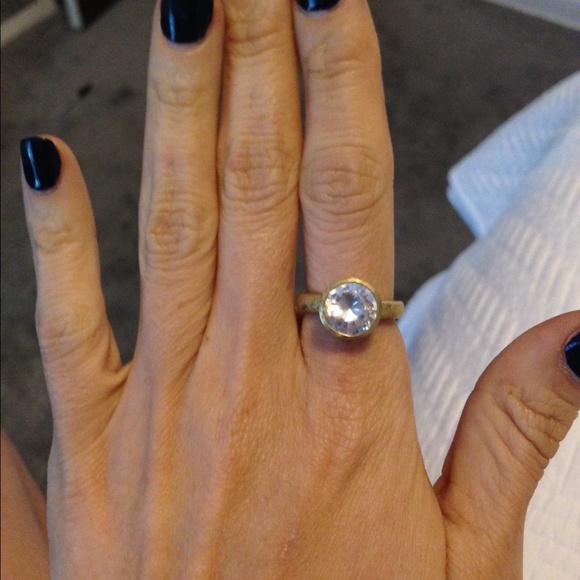 CZ Circle Ring on gold band.