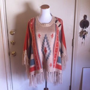 🎉HP 3/29! Moon Brand Southwestern Fringed Poncho