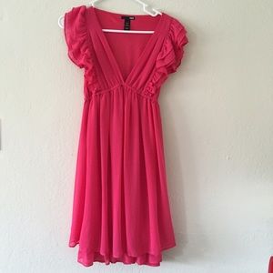pink ruffled dress