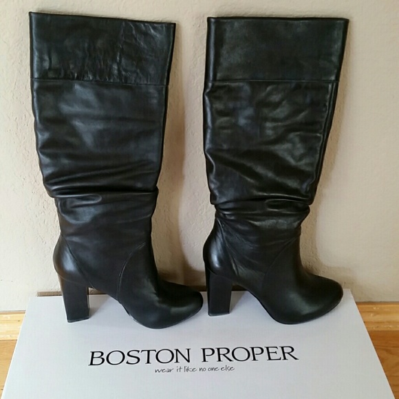 Black leather boots size 9