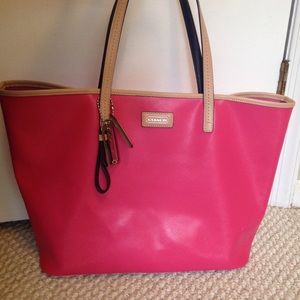 Pink coach leather tote