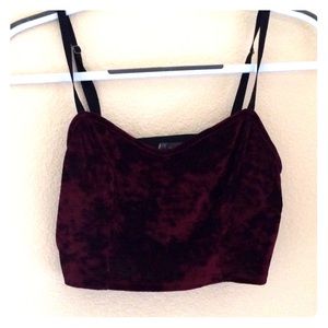 Burgundy velvet urban outfitters crop top/bralette