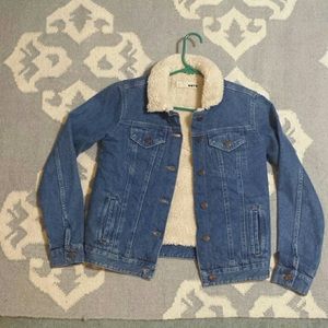 top shop shearling denim jacket