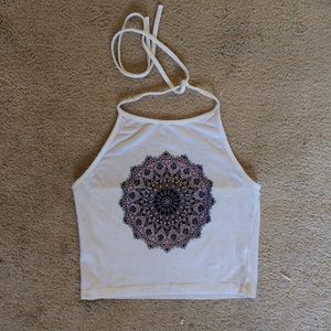 Boho Circle Design Halter Crop Top