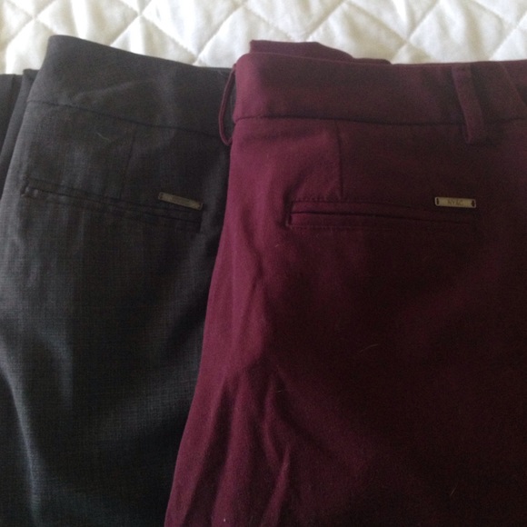 8p NY&Co work pants; charcoal and cranberry