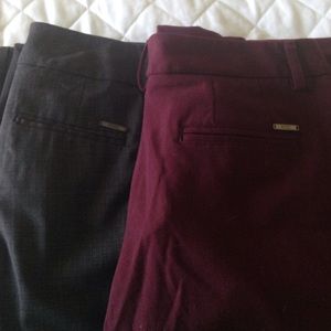 8p NY&Co work pants; charcoal and cranberry