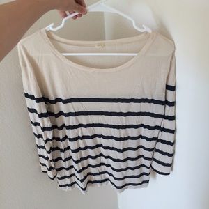 J Crew Striped Loose 3/4 Sleeve Top