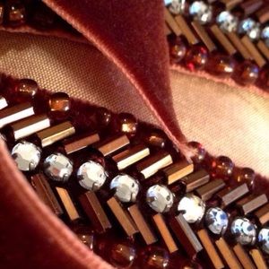 J. Crew velvet ribbon embellished bronze sash EUC