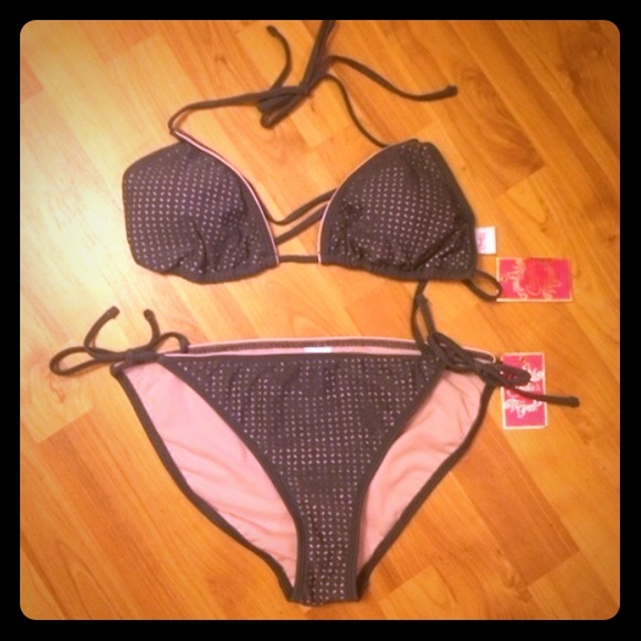 Grey and peach bikini