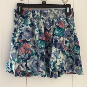 Water color floral print skater skirt