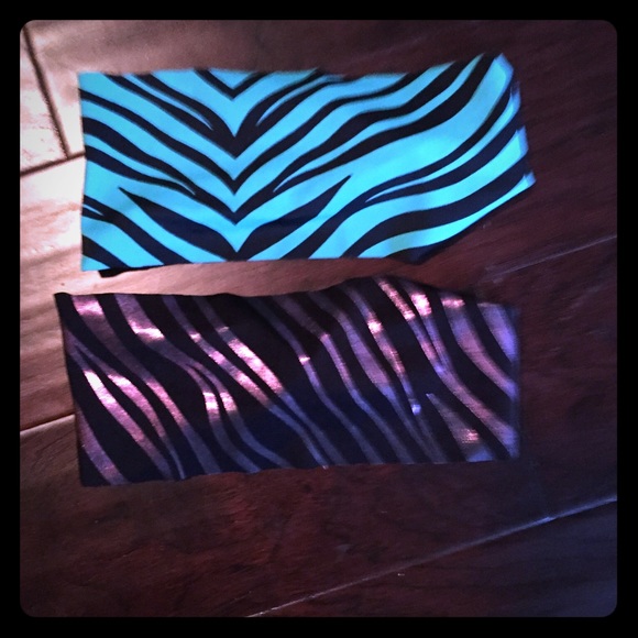 Zebra print headbands teal & metallic purple
