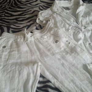 White Linen Guess Pants and Jacket