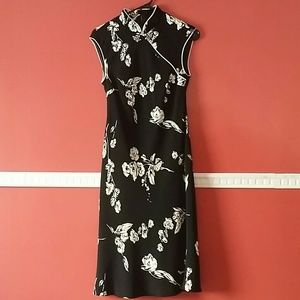 Vintage style high collar dress black and white