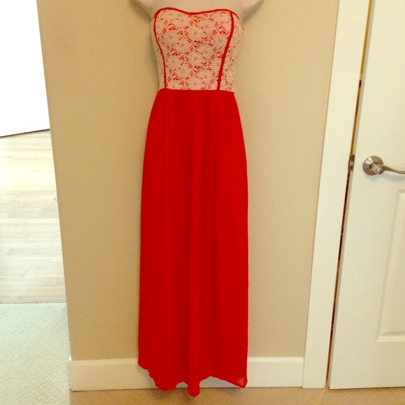 Brand new red lace maxi dress
