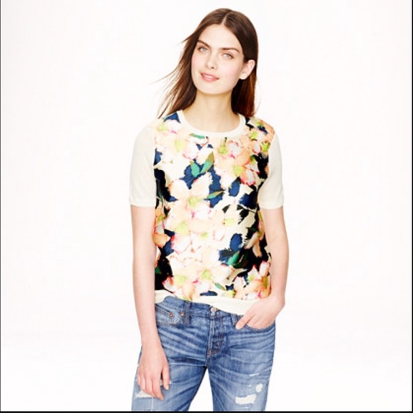 J Crew silk panel sweater