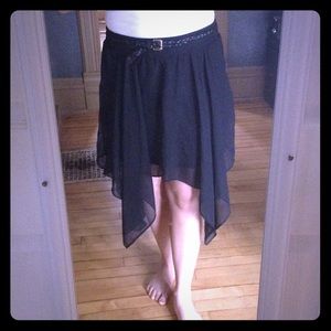 Black high low sheer skirt