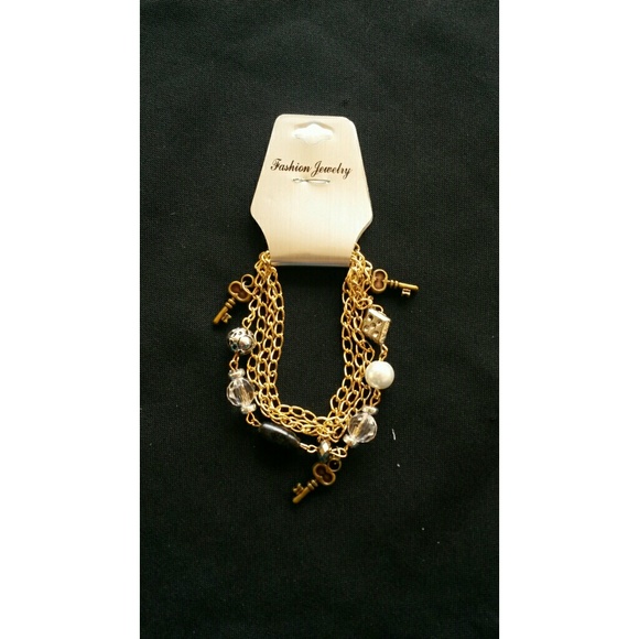 Gold Chain & Bead Charm Bracelet!