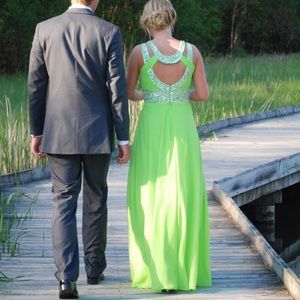 Green/yellow long prom dress
