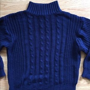 *FINAL SALE* Blue knit 3/4 sleeved semi turtleneck