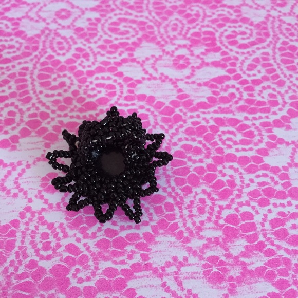 New! Black Star Beaded Ring Handmade in Peru 1 SZ - Picture 3 of 4