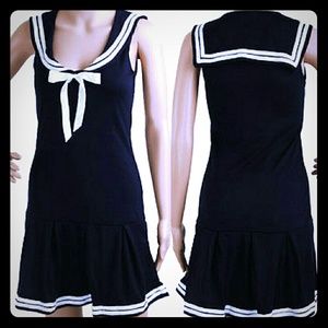 Vintage style pinup sailor dress Navy M Rockabilly