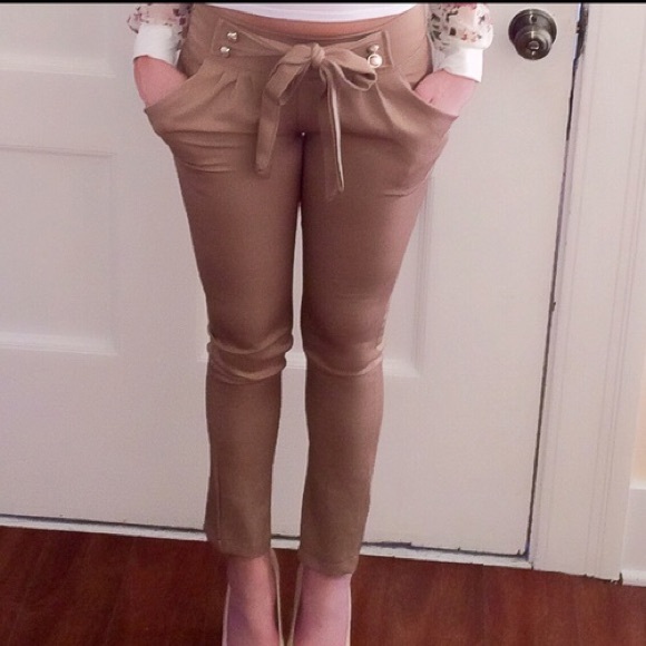 Tan Bowknot Pencil Pants Sale! - Picture 2 of 3