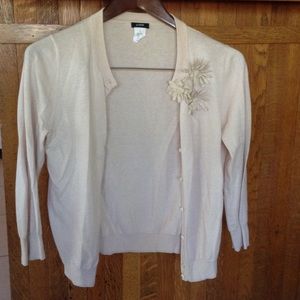 Jcrew cotton/cashmere tan button up sweater