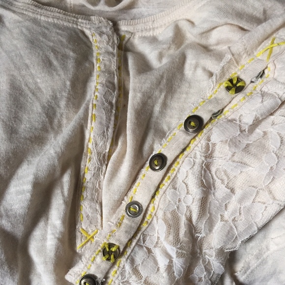 Free People Oatmeal Thermal with Lace Sleeves - Picture 3 of 4