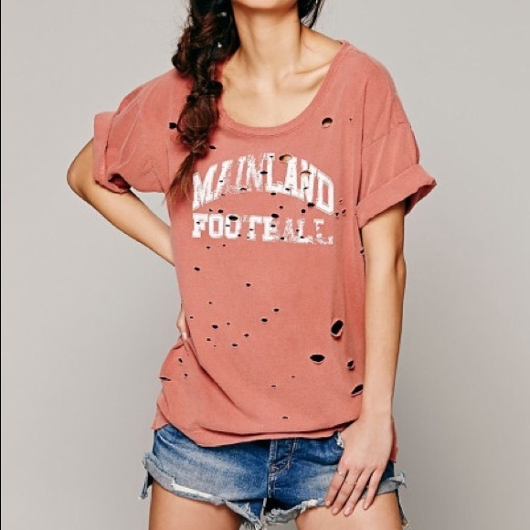 Free People Destroyed boyfriend tee