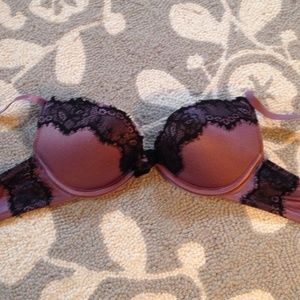 Purple with black lace bra