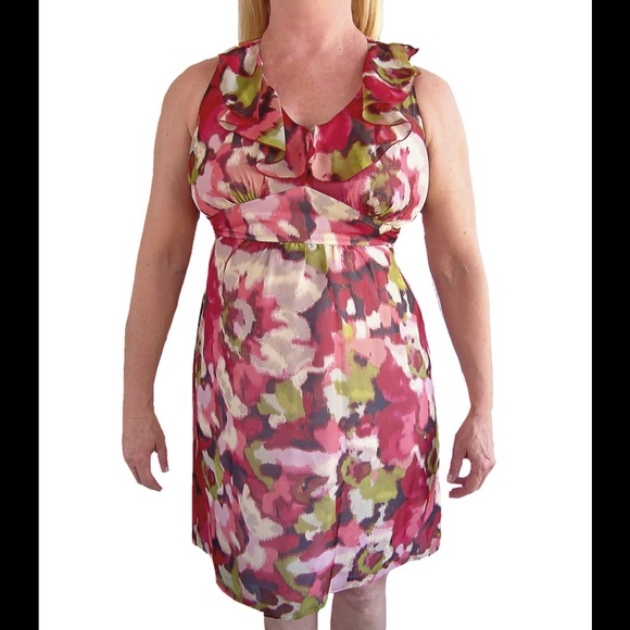 NWOT Ann Taylor Pink Watercolor Floral Dress