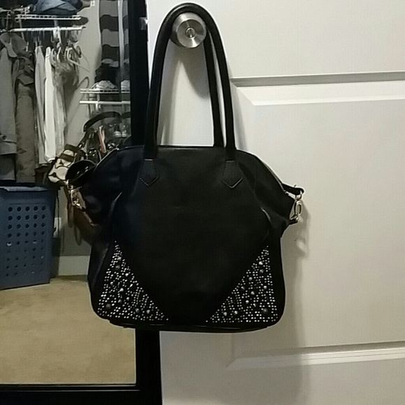 Large black leather steve madden bag