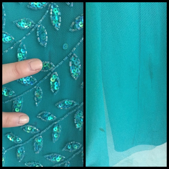 Teal Prom Dress. Size XL. - Picture 8 of 9