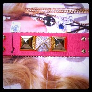 💗JUICY COUTURE REAL LEATHER➕PAVE’ PYRAMID CUFF💗