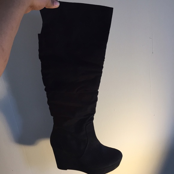 High Black wedge boots