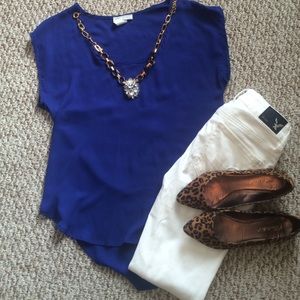 Royal blue boxy blouse