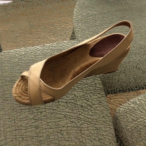 Christian louboutin peep toe slingback wedge
