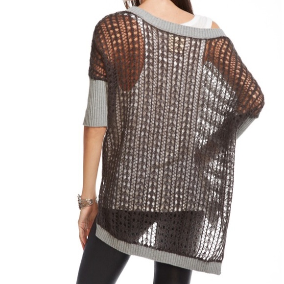 Chaser open-weave slate/gray boxy sweater - Picture 2 of 3