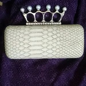 Natasha couture beige and gold clutch