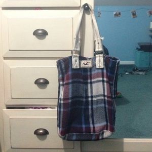 Hollister plaid tote bag