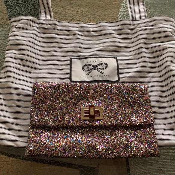 Anya hindmarch glitter clutch